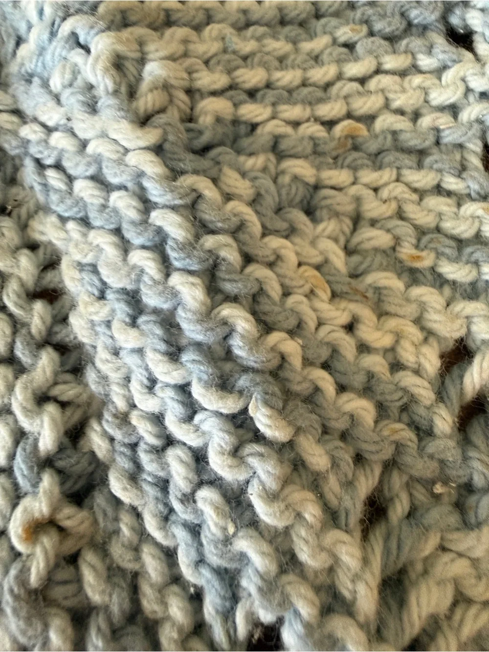 Light Blue Hand-Knit Cotton Wash Cloth - Home Bath vintage